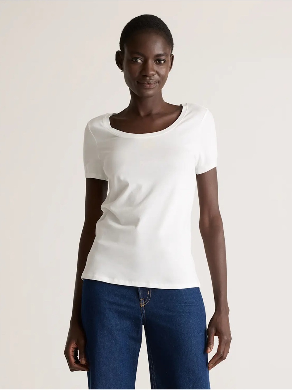 Classic White Scoop Neck Women's Tee